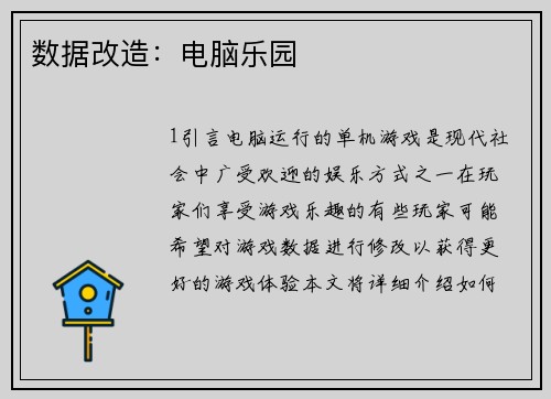 数据改造：电脑乐园